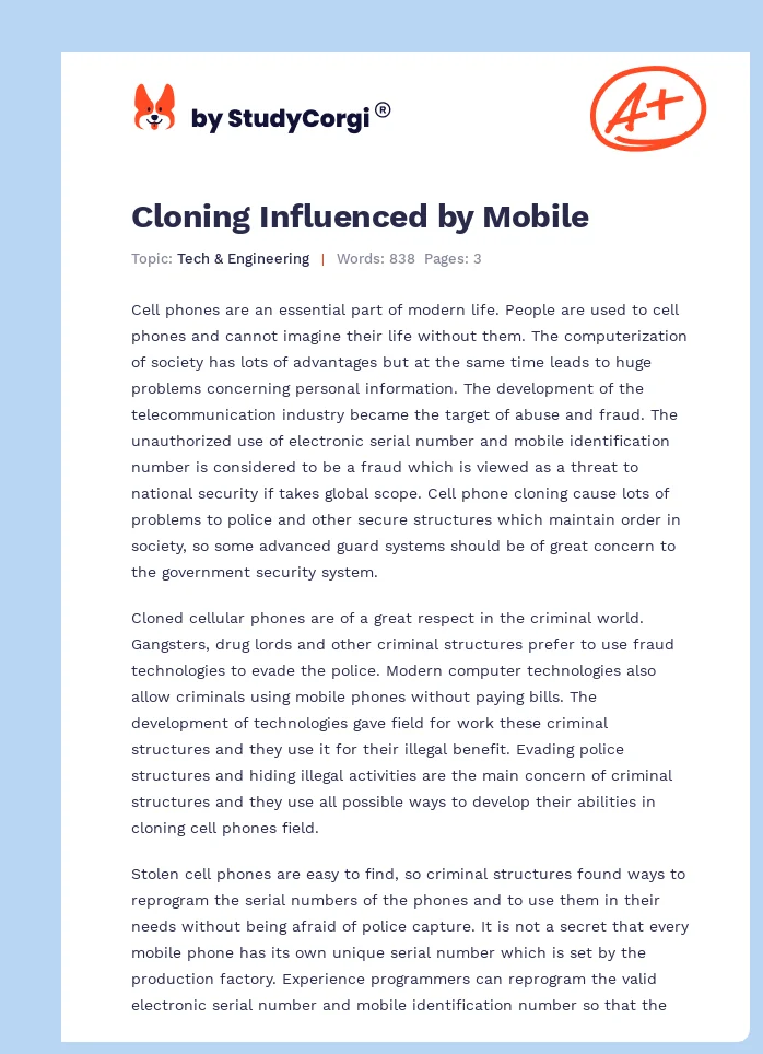 Cloning Influenced by Mobile. Page 1