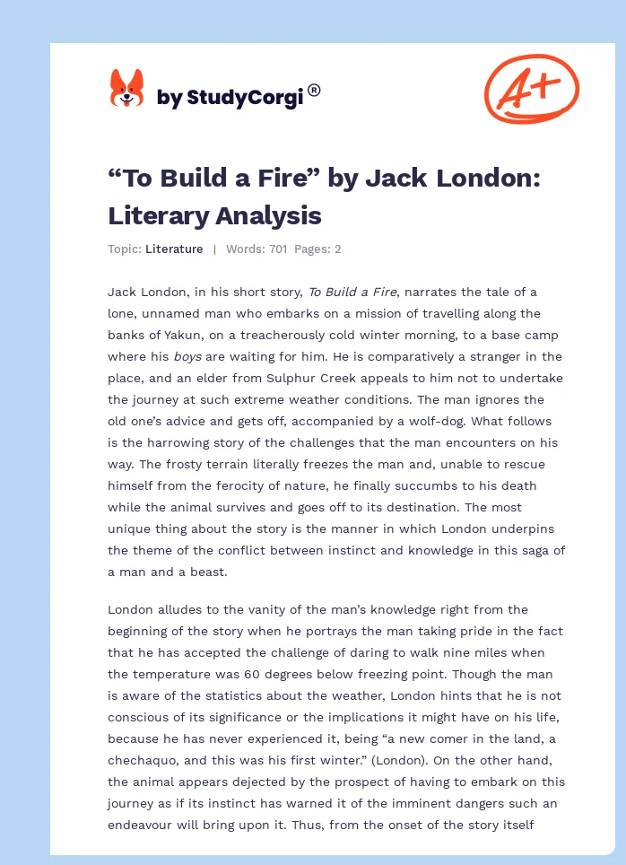 essay on the story to build a fire