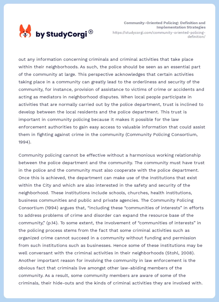 Community-Oriented Policing: Definition and Implementation Strategies. Page 2