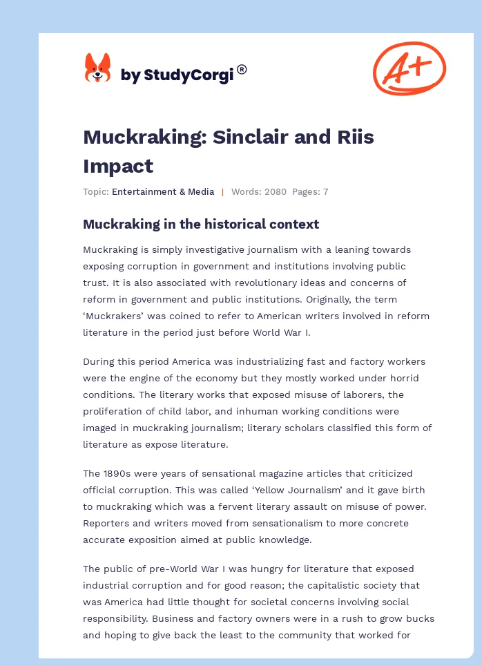 Muckraking: Sinclair and Riis Impact. Page 1