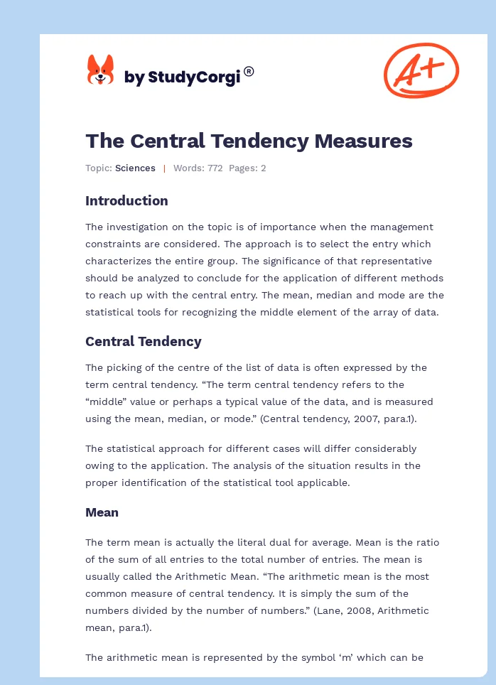 The Central Tendency Measures. Page 1