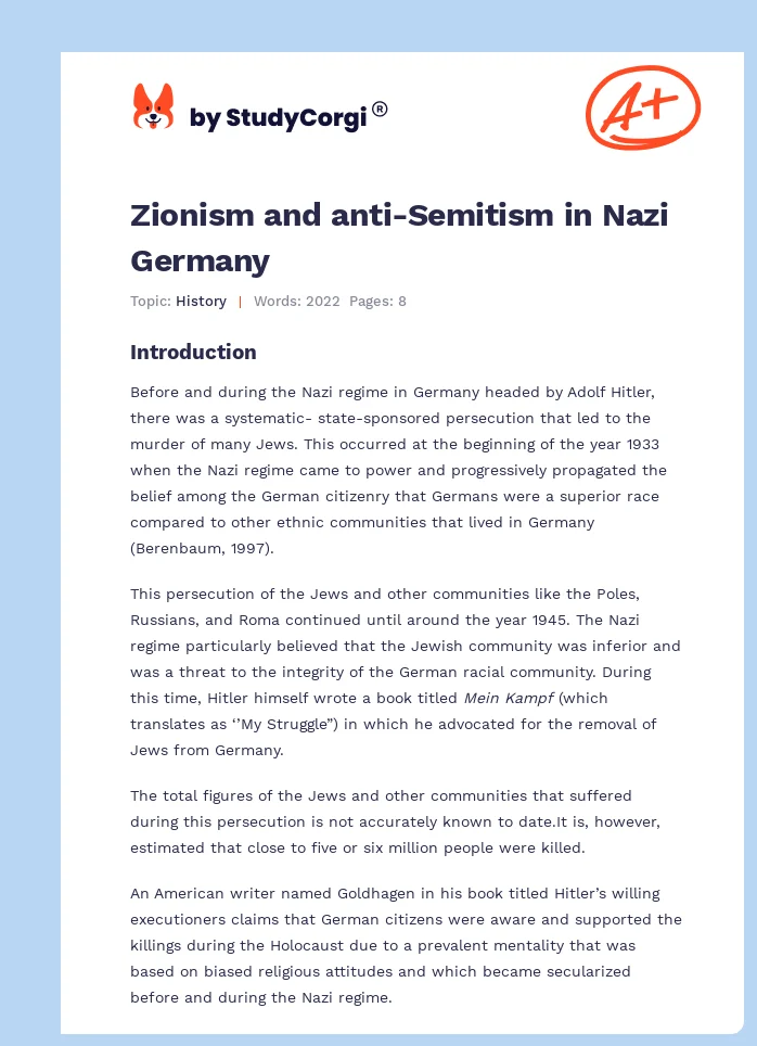 Zionism and anti-Semitism in Nazi Germany. Page 1