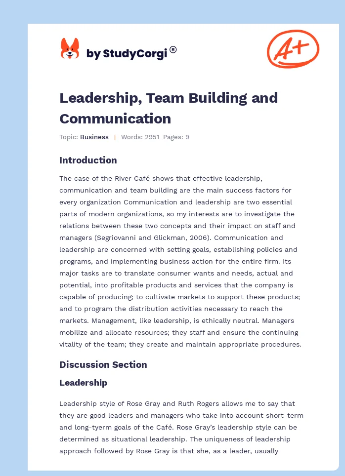 Leadership, Team Building and Communication. Page 1