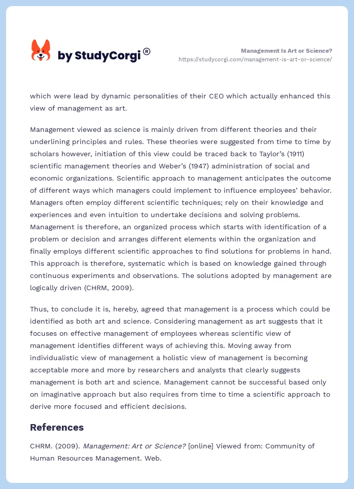 Management Is Art or Science?. Page 2