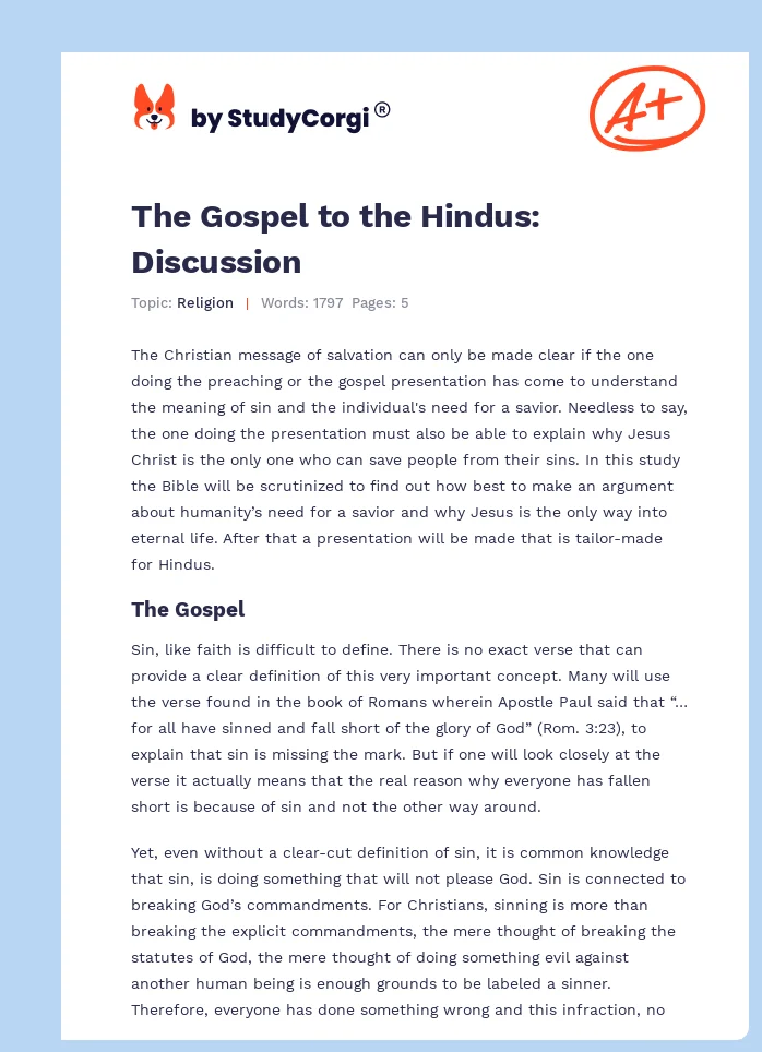 The Gospel to the Hindus: Discussion. Page 1