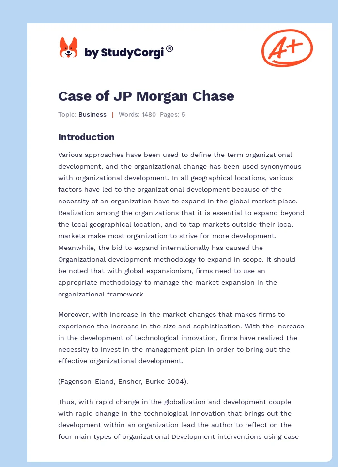 Case of JP Morgan Chase. Page 1