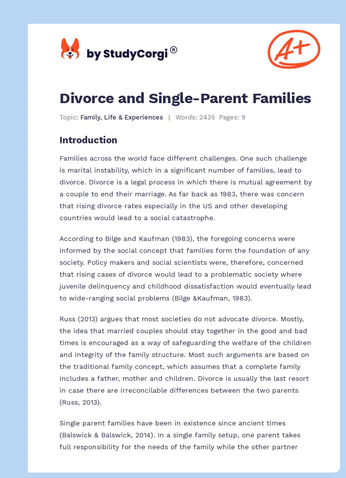 Divorce and Single-Parent Families. Page 1