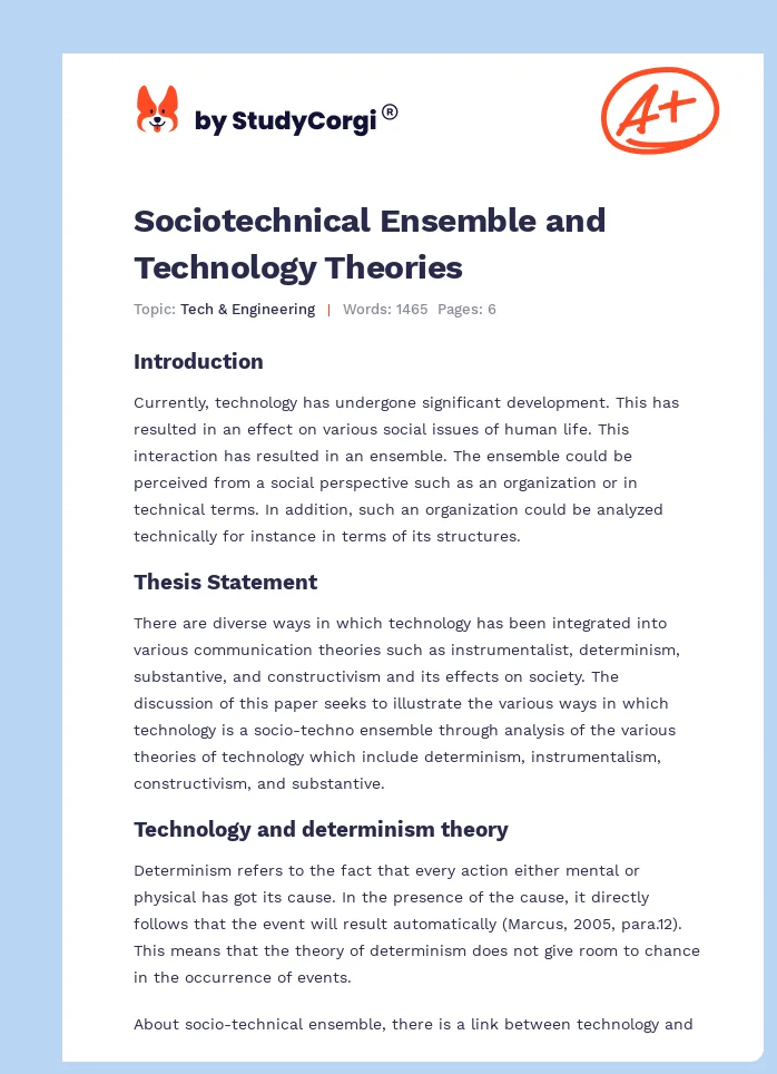 Sociotechnical Ensemble and Technology Theories. Page 1