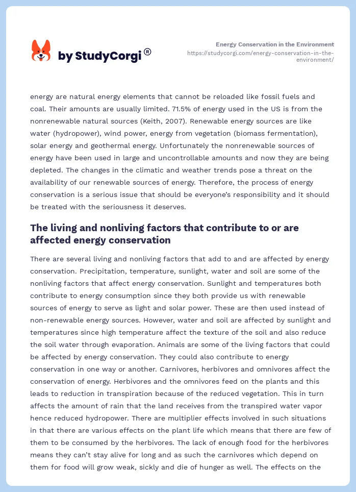 Energy Conservation in the Environment. Page 2