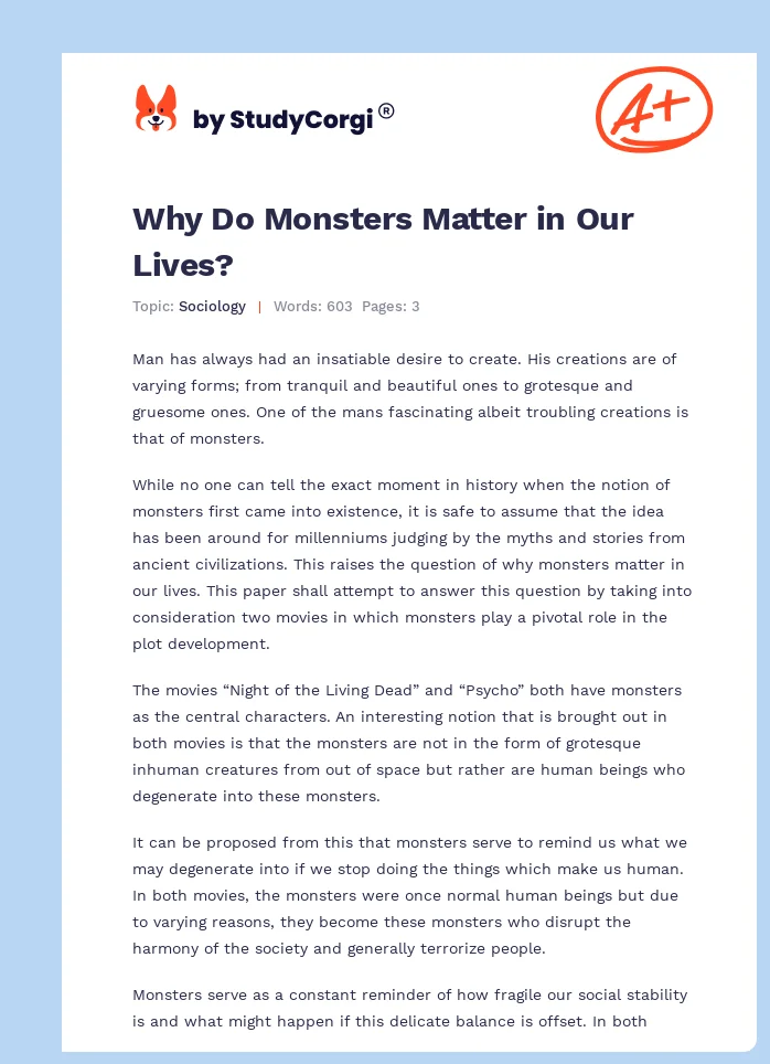 Why Do Monsters Matter in Our Lives?. Page 1