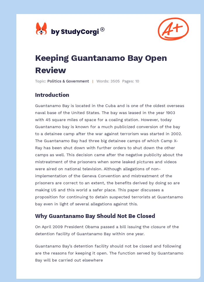 Keeping Guantanamo Bay Open Review. Page 1