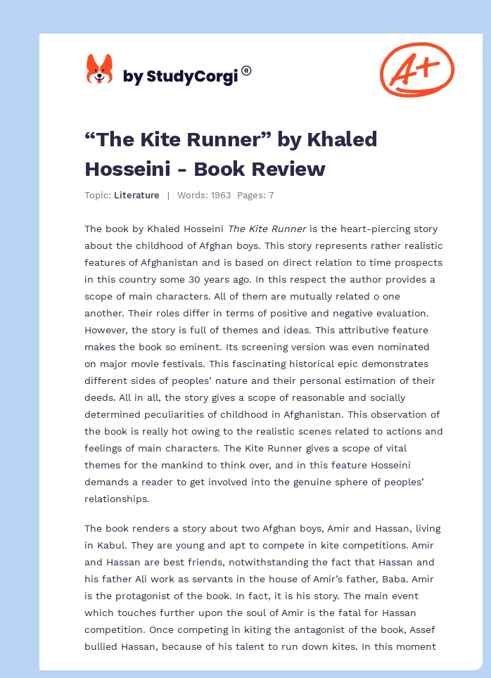 “The Kite Runner” by Khaled Hosseini - Book Review. Page 1