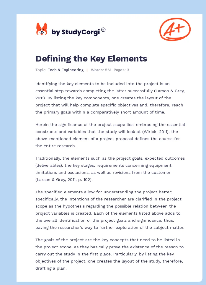 Defining the Key Elements. Page 1