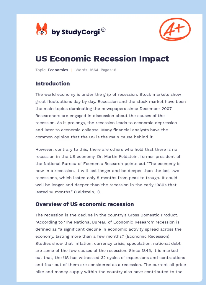 US Economic Recession Impact. Page 1