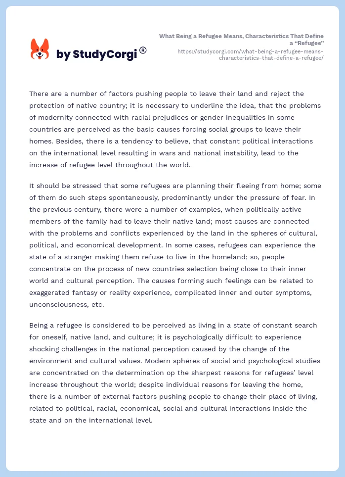What Being a Refugee Means, Characteristics That Define a “Refugee”. Page 2