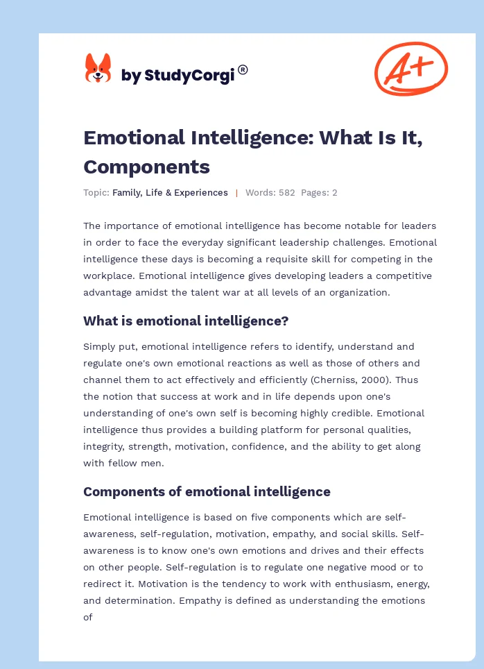Emotional Intelligence: What Is It, Components. Page 1