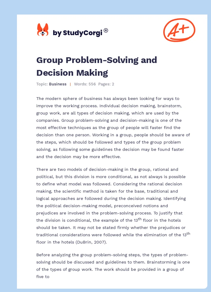 Group Problem-Solving and Decision Making. Page 1