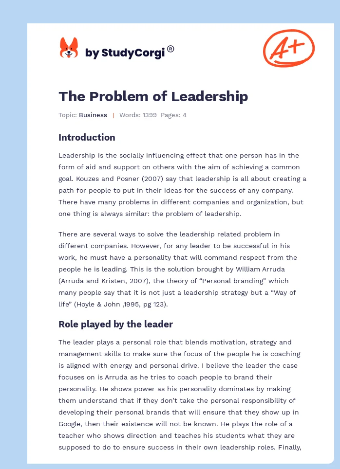 The Problem of Leadership. Page 1