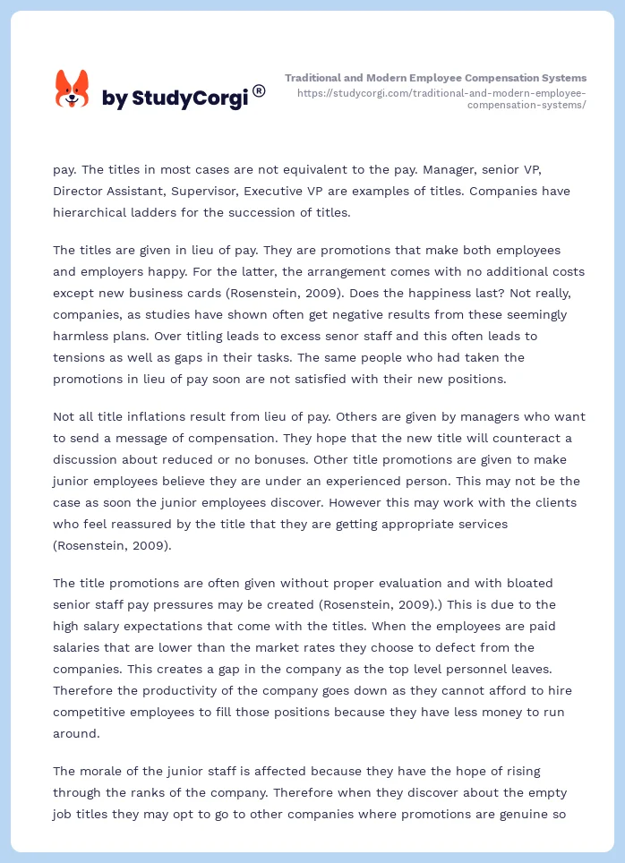 Traditional and Modern Employee Compensation Systems. Page 2