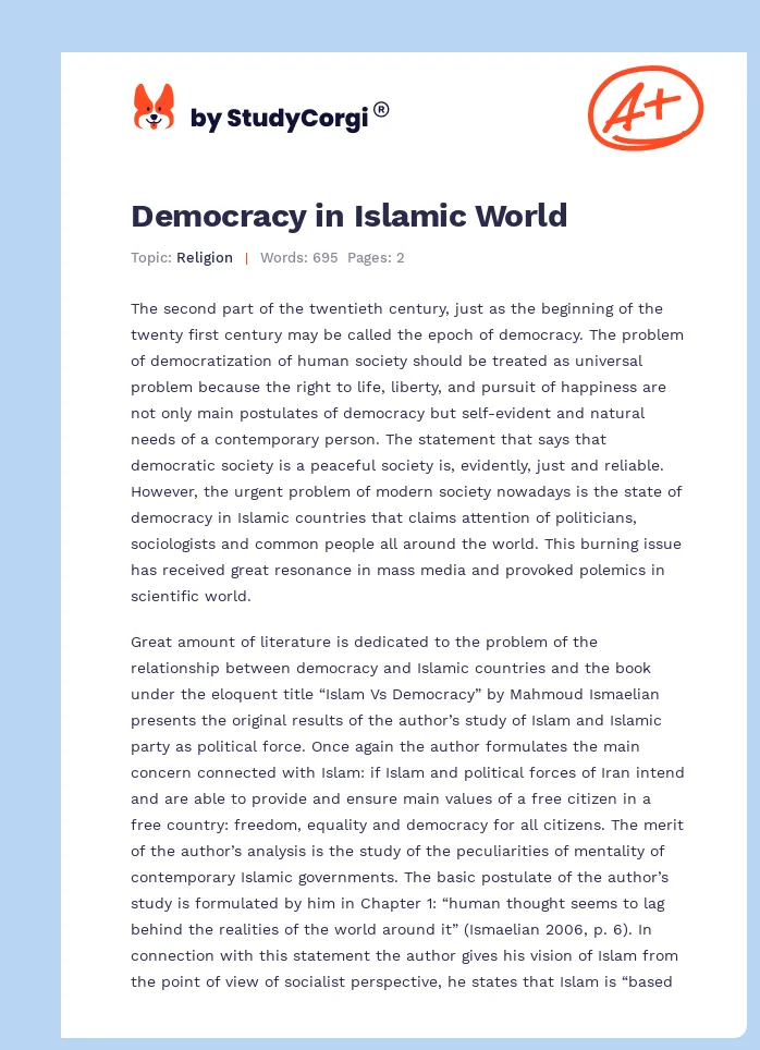 Democracy in Islamic World. Page 1
