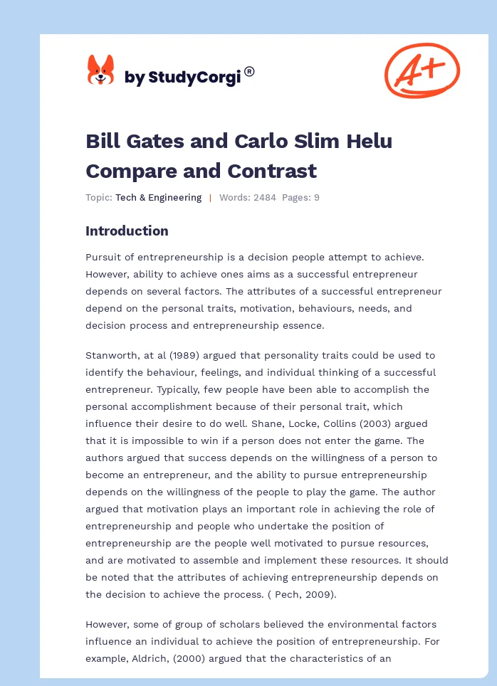 Bill Gates and Carlo Slim Helu Compare and Contrast. Page 1