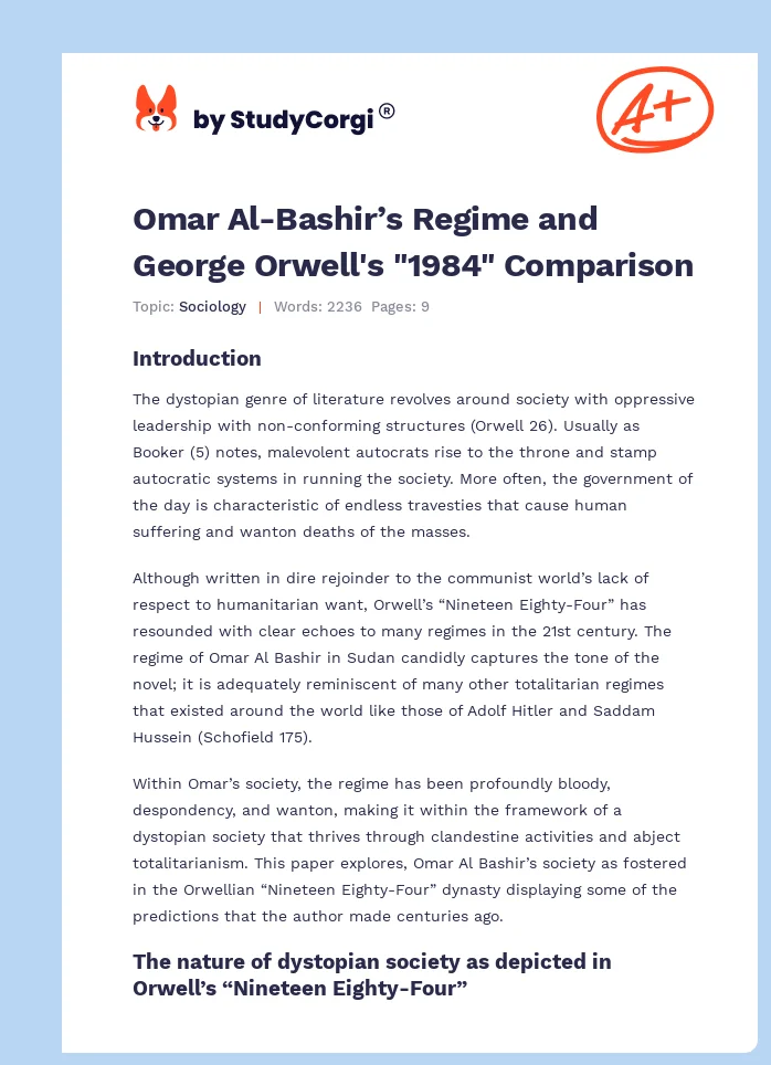 Omar Al-Bashir’s Regime and George Orwell's "1984" Comparison. Page 1