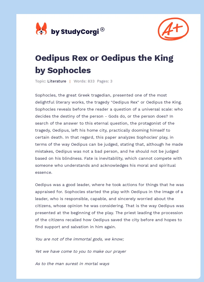 Oedipus Rex or Oedipus the King by Sophocles. Page 1