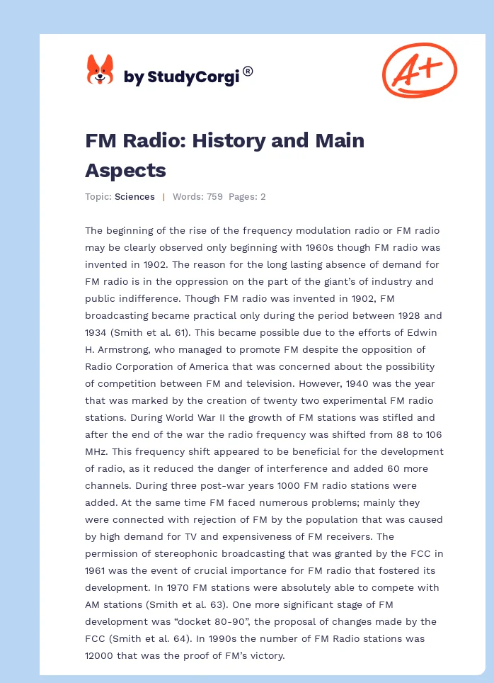 FM Radio: History and Main Aspects. Page 1
