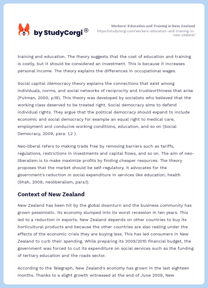 Workers’ Education and Training in New Zealand. Page 2