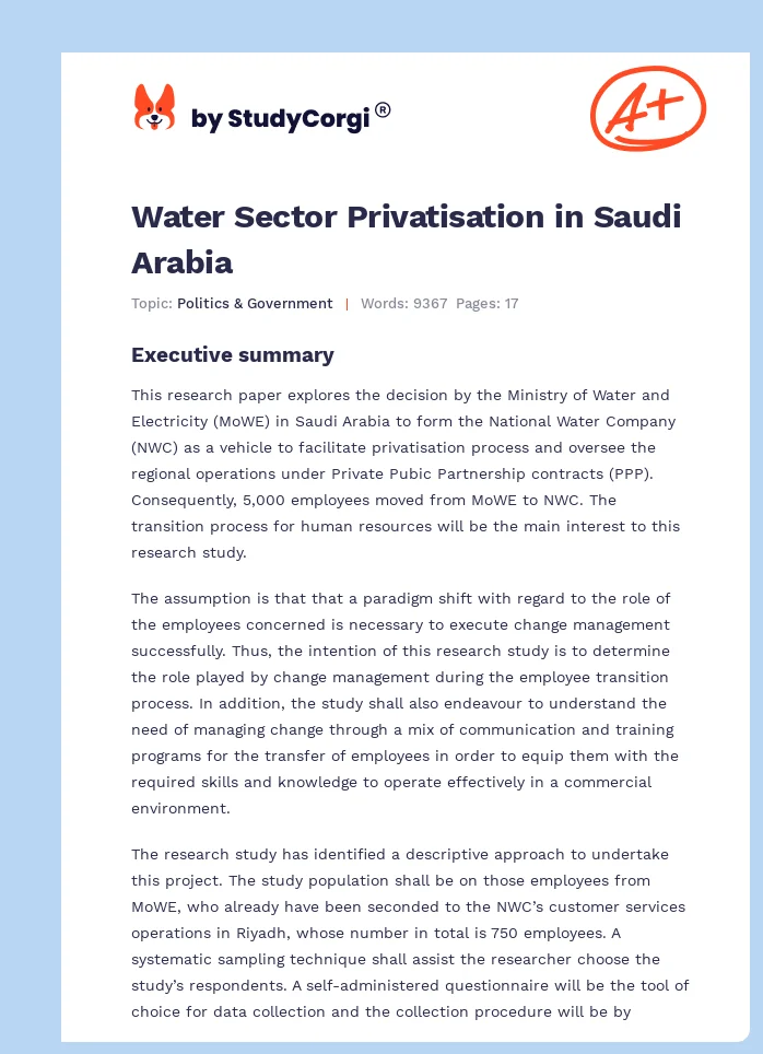 Water Sector Privatisation in Saudi Arabia. Page 1