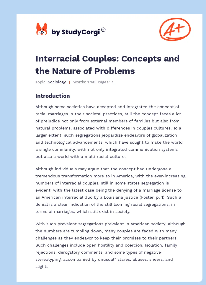 Interracial Couples: Concepts and the Nature of Problems. Page 1