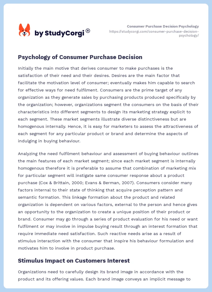 Consumer Purchase Decision Psychology. Page 2