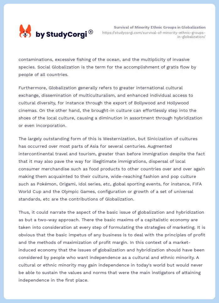 Survival of Minority Ethnic Groups in Globalization. Page 2