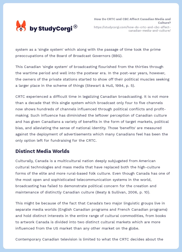 How Do CRTC and CBC Affect Canadian Media and Culture?. Page 2