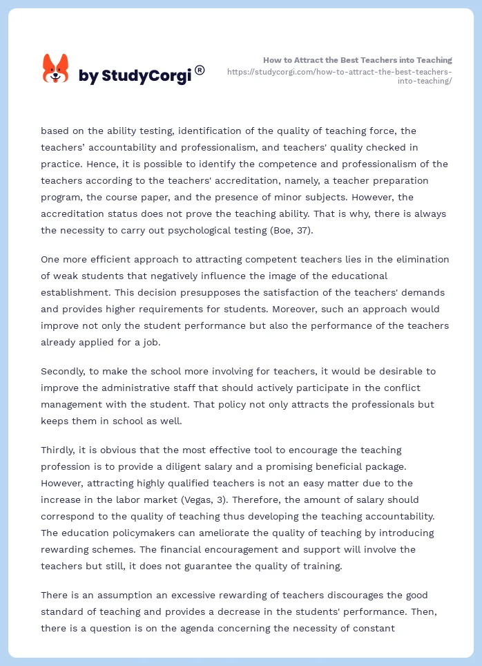 How to Attract the Best Teachers into Teaching. Page 2