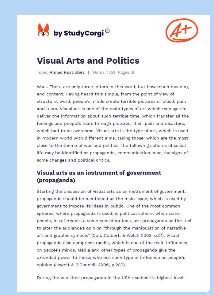 Visual Arts and Politics. Page 1