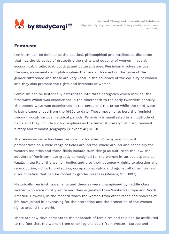 Feminist Theory and International Relations. Page 2