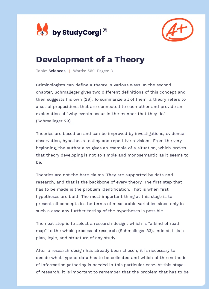Development of a Theory. Page 1