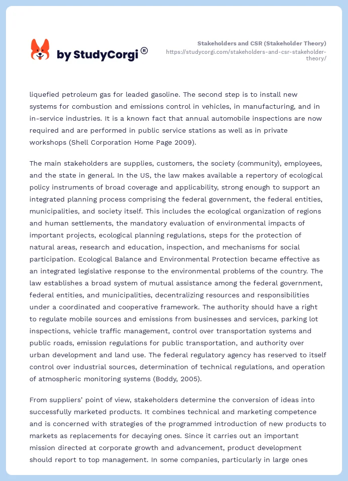 Stakeholders and CSR (Stakeholder Theory). Page 2