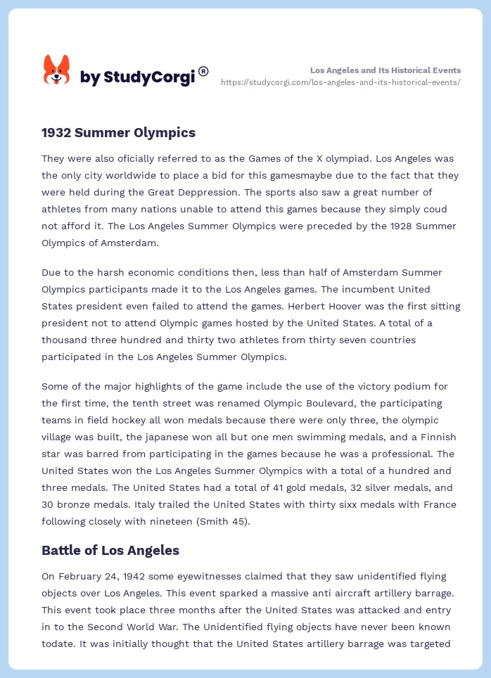 Los Angeles and Its Historical Events. Page 2