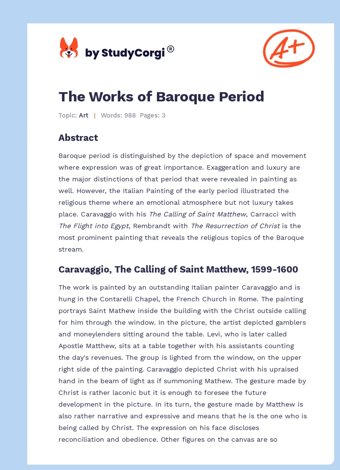 The Works of Baroque Period. Page 1