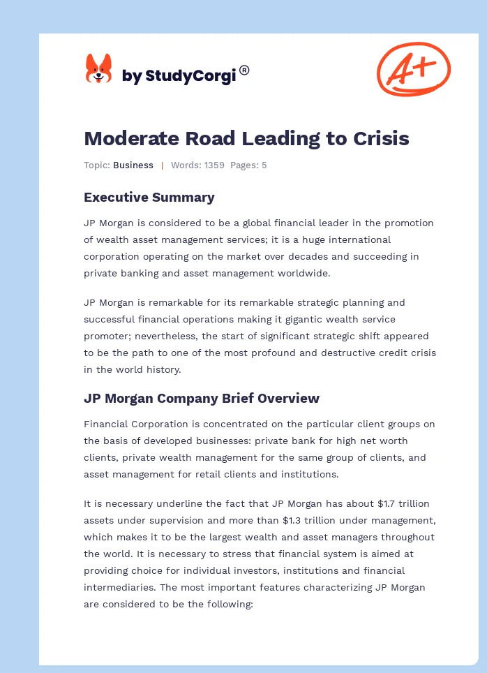Moderate Road Leading to Crisis. Page 1
