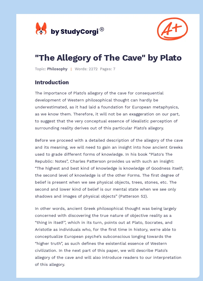 "The Allegory of The Cave" by Plato. Page 1