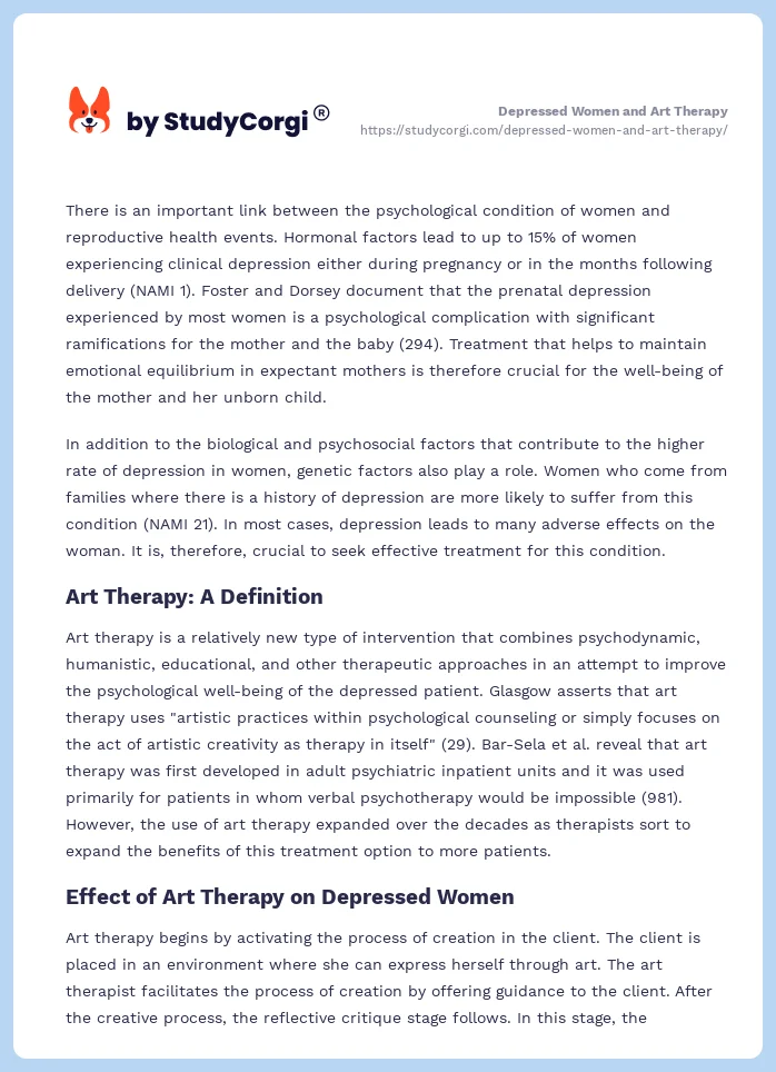 Depressed Women and Art Therapy. Page 2