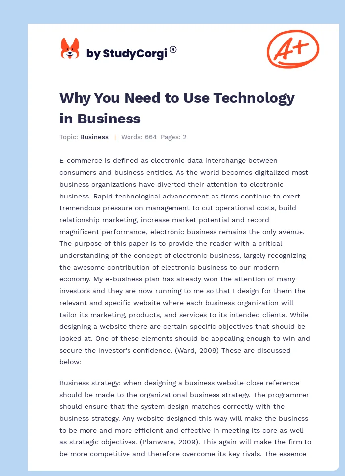 Why You Need to Use Technology in Business. Page 1
