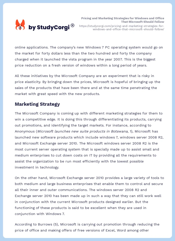 Pricing and Marketing Strategies for Windows and Office That Microsoft Should Follow. Page 2