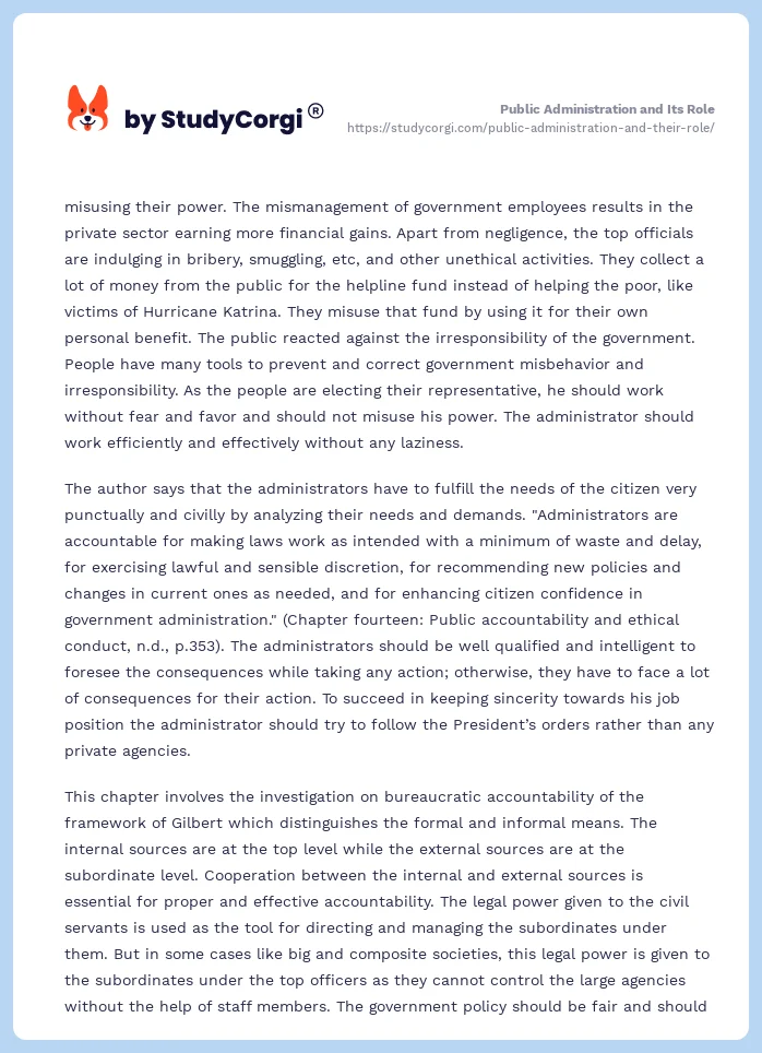 Public Administration and Its Role. Page 2
