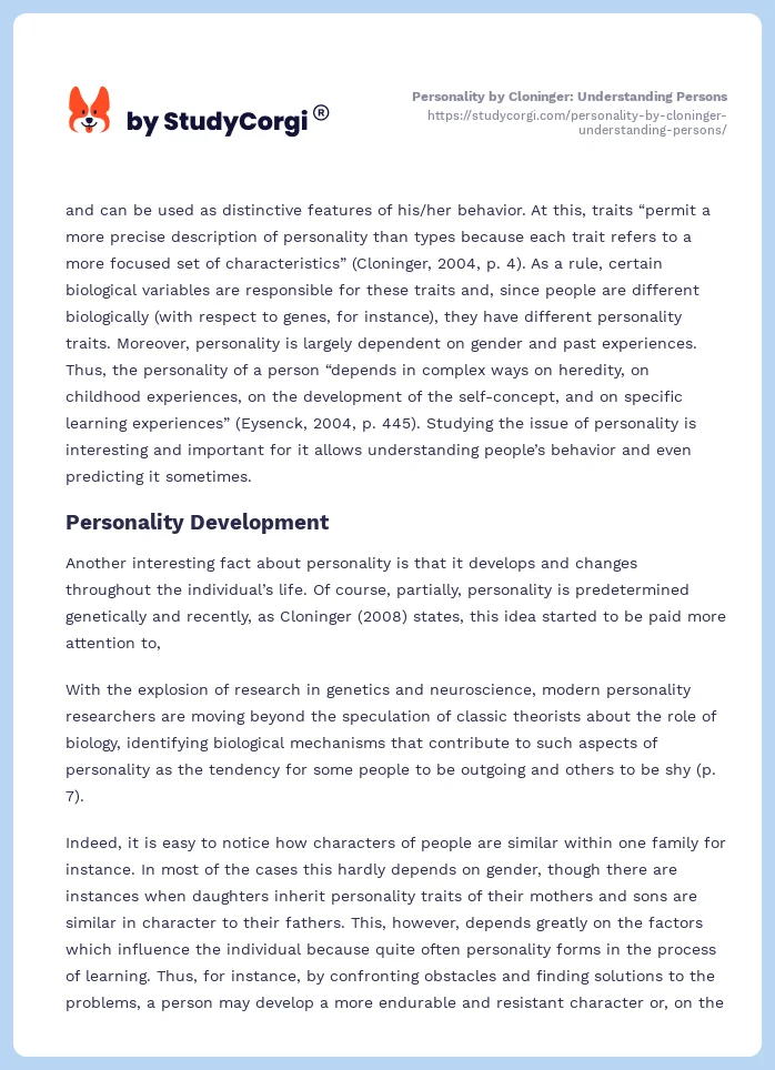 Personality by Cloninger: Understanding Persons. Page 2