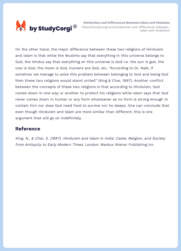 Similarities and Differences Between Islam and Hinduism. Page 2