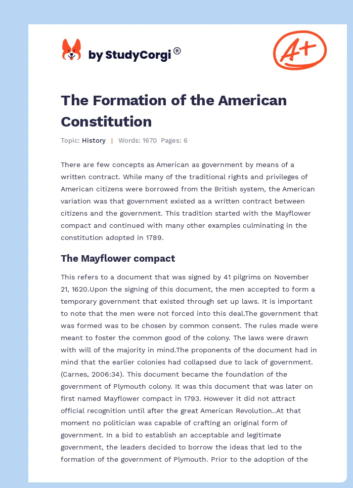 The Formation of the American Constitution. Page 1